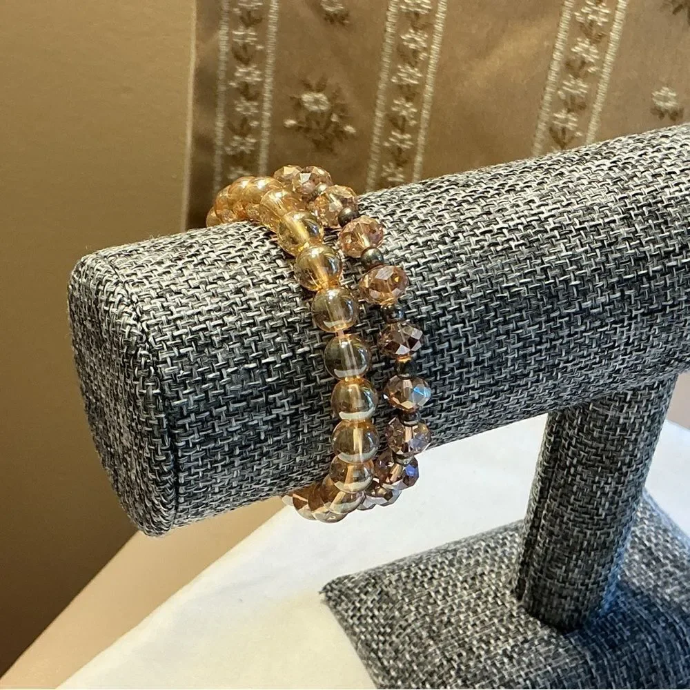 Peachy-Pink Beaded Bracelets in a Set of 2